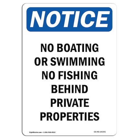 Signmission OSHA Notice, 5" Height, No Boating Or Swimming No Fishing Sign, 5" X 3.5", Portrait OS-NS-D-35-V-14395
